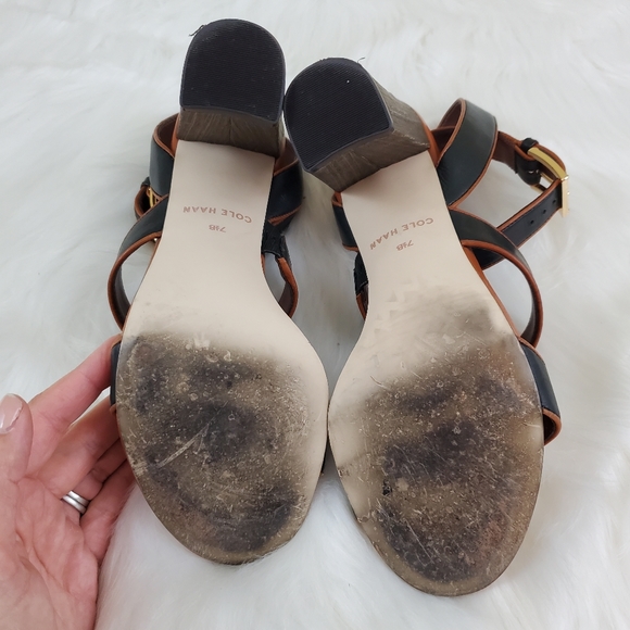 Cole Haan Sz 7.5 Delilah Sandal in Black Leather - Picture 8 of 11